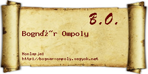 Bognár Ompoly névjegykártya